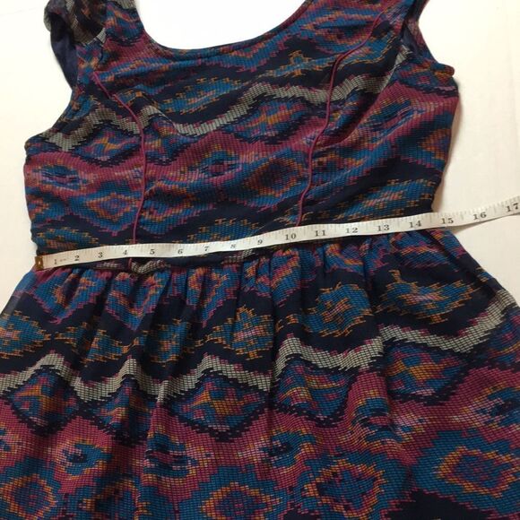Band Of Gypsies mini cap sleeve boho Aztec southwestern print dress Sz Medium - Picture 11 of 15